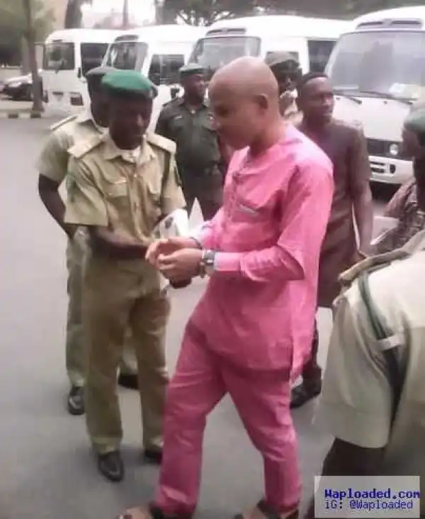 Photos of IPOB leader, Nnamdi Kanu, in court today